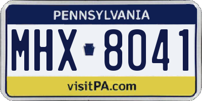 PA license plate MHX8041