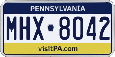 PA license plate MHX8042