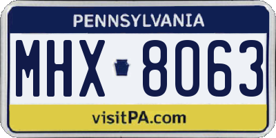 PA license plate MHX8063