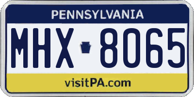 PA license plate MHX8065