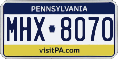 PA license plate MHX8070