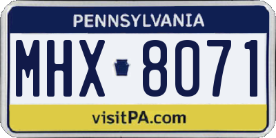 PA license plate MHX8071