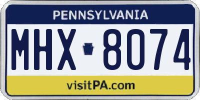PA license plate MHX8074
