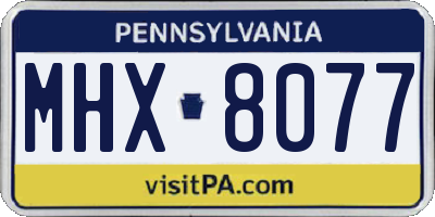PA license plate MHX8077