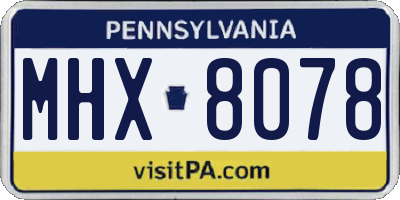 PA license plate MHX8078