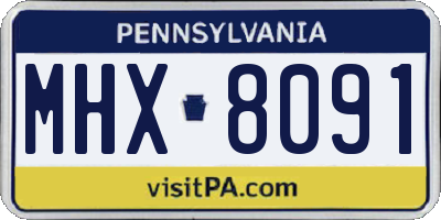 PA license plate MHX8091