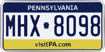 PA license plate MHX8098