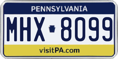 PA license plate MHX8099