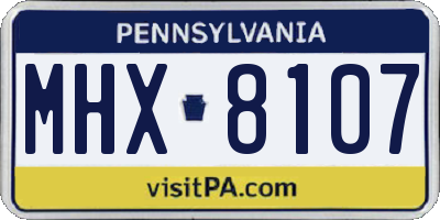 PA license plate MHX8107