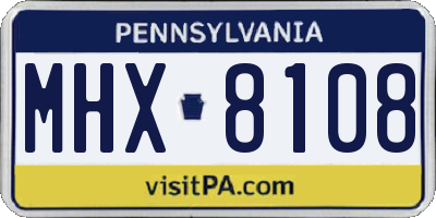 PA license plate MHX8108