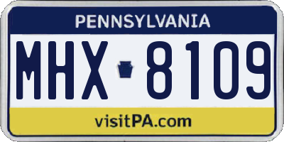 PA license plate MHX8109