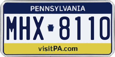 PA license plate MHX8110