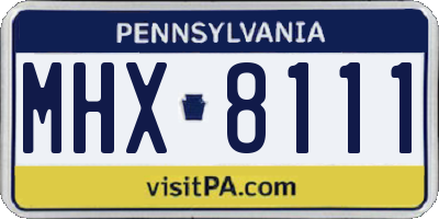 PA license plate MHX8111