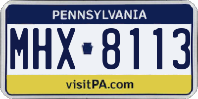 PA license plate MHX8113