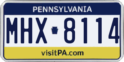PA license plate MHX8114