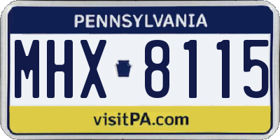PA license plate MHX8115
