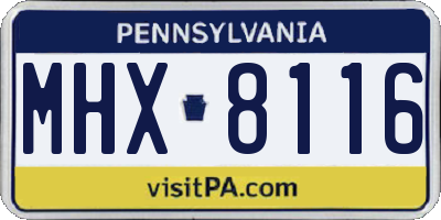 PA license plate MHX8116