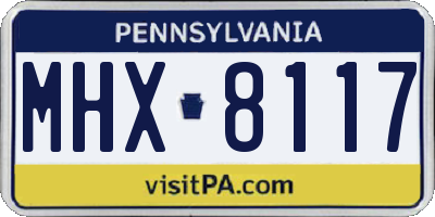 PA license plate MHX8117