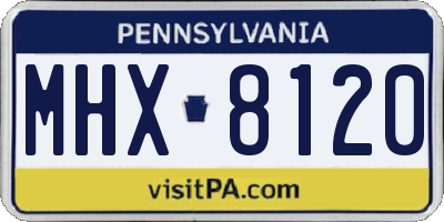 PA license plate MHX8120
