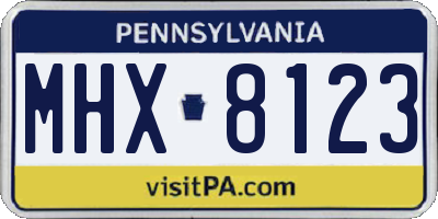 PA license plate MHX8123
