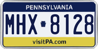 PA license plate MHX8128