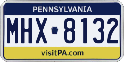 PA license plate MHX8132