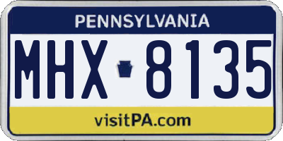 PA license plate MHX8135