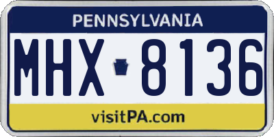 PA license plate MHX8136