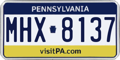PA license plate MHX8137