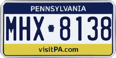 PA license plate MHX8138