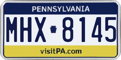 PA license plate MHX8145