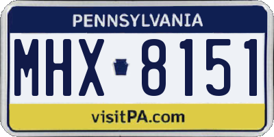 PA license plate MHX8151