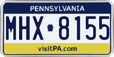 PA license plate MHX8155