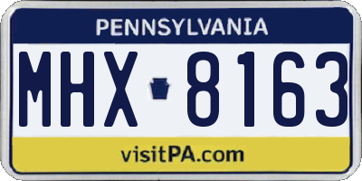 PA license plate MHX8163