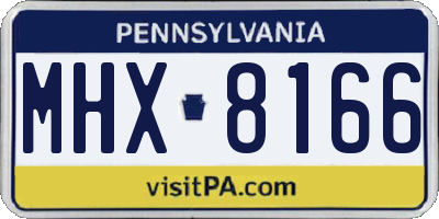 PA license plate MHX8166