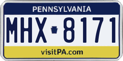PA license plate MHX8171