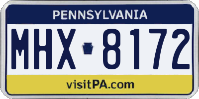 PA license plate MHX8172