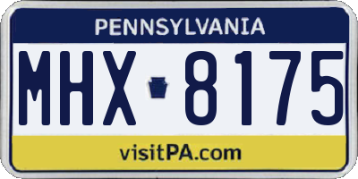PA license plate MHX8175