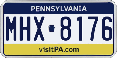 PA license plate MHX8176