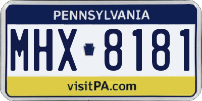 PA license plate MHX8181