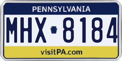 PA license plate MHX8184