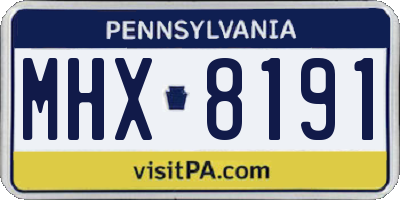 PA license plate MHX8191
