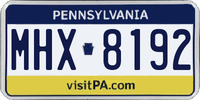 PA license plate MHX8192
