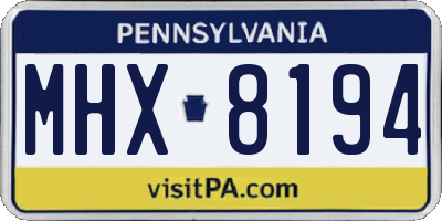 PA license plate MHX8194