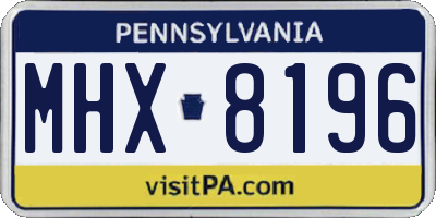 PA license plate MHX8196