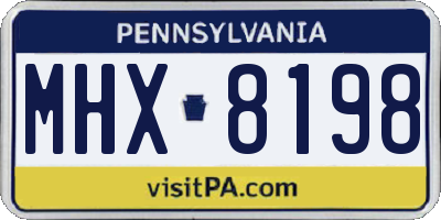 PA license plate MHX8198