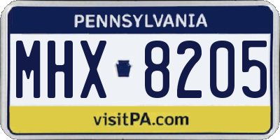 PA license plate MHX8205