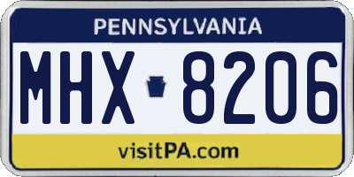 PA license plate MHX8206