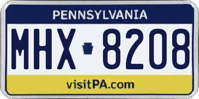 PA license plate MHX8208