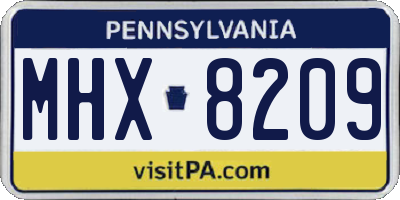 PA license plate MHX8209